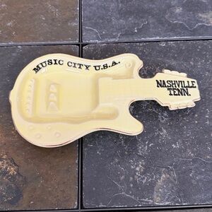 Vintage Yellow ceramic Guitar Shaped AshTray made in Japan Nashville theme